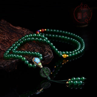 Buddha Gift 108 Mala Beads Natural Green Agate Power Support Bracelet