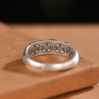 Buddha Gift Feng Shui Five Emperor Coins Wealth Ring