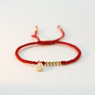 Buddha Gift Handmade Fu Character Charm Luck Fortune Rope Bracelet