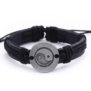 Buddha Gift Retro Yin Yang Leather Harmony String Bracelet