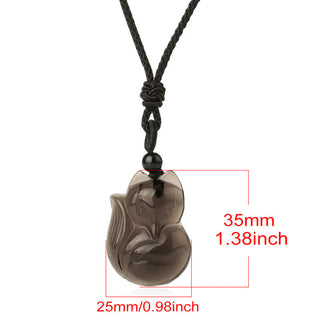 Buddha Gift Natural Black Obsidian Tiger Eye Ice Obsidian Fox Pendant Amulet Necklace