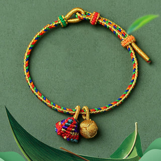Buddha Gift Colorful Rope Luck Handmade Zongzi Golden Ball Charm Bracelet