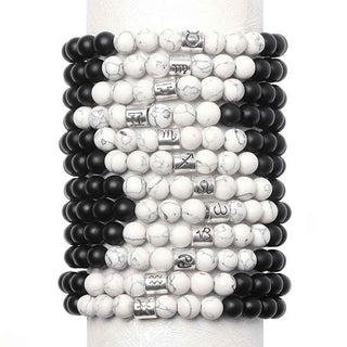 Buddha Gift 12 Constellations of the Zodiac Natural Frosted Stone White Turquoise Bead Fortune Bracelet