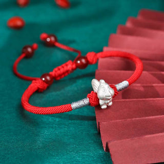 Buddha Gift 999 Sterling Silver Chinese Zodiac Luck Strength Red String Bracelet