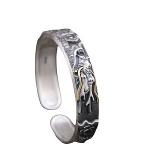 Buddha Gift 999 Sterling Silver Dragon Strength Protection Bracelet Bangle