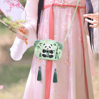 Buddha Gift Embroidery Lucky Panda Cat Shiba Inu Deer Rabbit Fox Flower Cute Animal Hanfu Bag Crossbody Bag Shoulder Bag