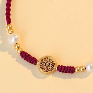 Buddha Gift Copper Coin Fortune Tree Luck Strength Braided Bracelet