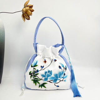 Buddha Gift Suzhou Embroidery Rabbit Lotus Epiphyllum Peony Magnolia Silk Tote Crossbody Bag Shoulder Bag Handbag