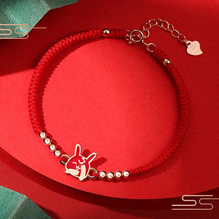 Buddha Gift 925 Sterling Silver Chinese Zodiac Luck Faith Discolor Red String Bracelet