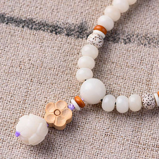 Buddha Gift Tibetan White Jade Bodhi Lotus Blessing Bracelet