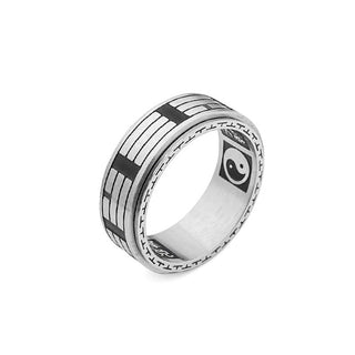 Buddha Gift Bagua Yin Yang Titanium Steel Balance Rotatable Ring
