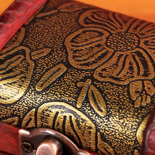 Buddha Gift Retro Small Wood Jewelry Box Lotus Golden Grape Copper Coin Daffodil Grass Flower Jewelry Storage Box