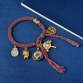 Buddha Gift Tibetan Green Tara Zakiram Goddess of Wealth Thangka Luck Braid String Bracelet