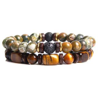 Buddha Gift 2PCS Healing Crystal Emperor Stone Tiger Eye Bead Bracelet