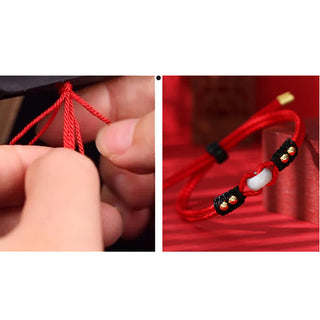 Buddha Gift Round Peace Buckle Jade Abundance Wealth String Bracelet