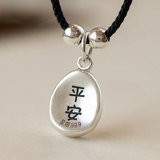 Buddha Gift 999 Sterling Silver Peace And Joy Fu Character Luck Fortune 925 Sterling Silver Chain Necklace Pendant