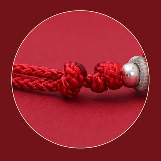 Buddha Gift 925 Sterling Silver PiXiu Fu Character Wealth Luck Handmade Braided Bracelet