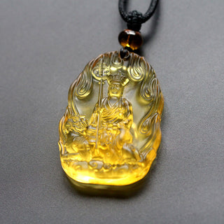 Buddha Gift Ksitigarbha Buddha Liuli Crystal Serenity Amulet Necklace Pendant