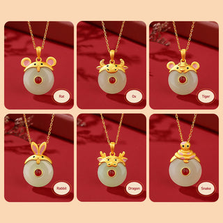 Buddha Gift 925 Sterling Silver Hetian Jade Chinese Zodiac Year of the Dragon Red Agate Luck Protection Necklace Pendant (Extra 30% Off | USE CODE: FS30)