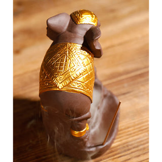 Buddha Gift Tibetan Elephant Purple Clay Backflow Smoke Fountain Peace Healing Incense Burner Decoration