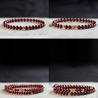 Buddha Gift 999 Gold Koi Fish Natural Garnet Protection Bracelet