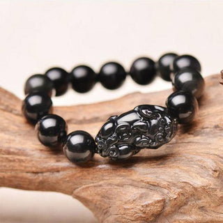 Buddha Gift FengShui PiXiu Obsidian Wealth Bracelet