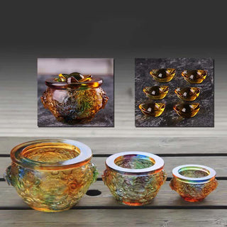 Buddha Gift Handmade Liuli Crystal Treasure Bowl Art Piece Home Decoration