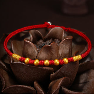 Buddha Gift 999 Gold Beads Luck King Kong Knot Handmade Braided Protection Bracelet