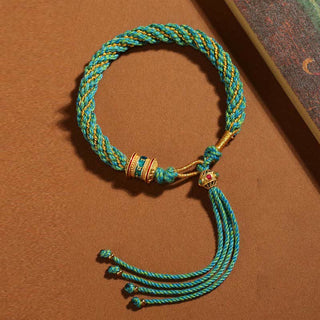 Buddha Gift Tibetan Handmade Luck Thangka Prayer Wheel Charm Weave String Bracelet