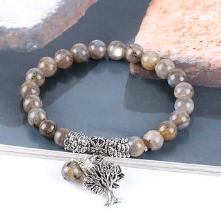 Buddha Gift Natural Gemstone Tree of Life Lucky Charm Stretch Bracelet