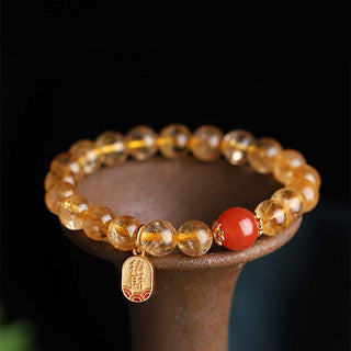 Buddha Gift Citrine Red Agate Fortune Charm Bracelet