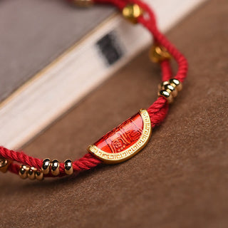 Buddha Gift Handmade Cinnabar Dumplings Design Luck Braided Red Rope Bracelet