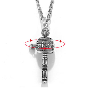 Buddha Gift Tibetan Om Mani Padme Hum Prayer Wheel Lotus Wisdom Rotatable Necklace Pendant
