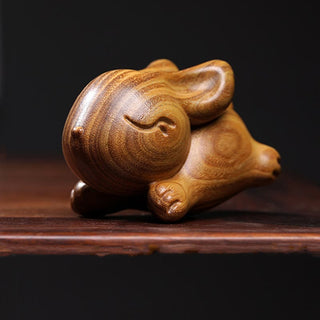 Buddha Gift Green Sandalwood Small Mini Cute Rabbit Bunny Peace Decorations