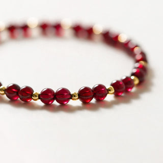 Buddha Gift 14K Gold Natural Garnet Cinnabar Flower Calm Bracelet
