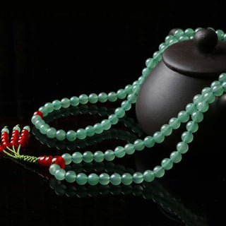 Buddha Gift 108 Beads Green Aventurine Red Agate Luck Mala Bracelet