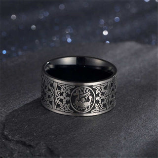 Buddha Gift Four Guardian Beast Dragon White Tiger Suzaku Basalt Carved Success Luck Ring