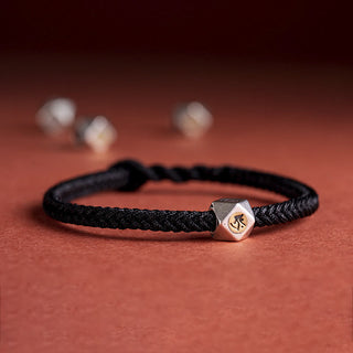 Buddha Gift 925 Sterling Silver Handmade Chinese Zodiac Natal Buddha Luck Protection Braided String Bracelet