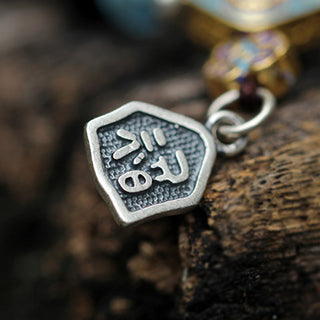 Buddha Gift 925 Sterling Silver Indian Small Leaf Red Sandalwood Aquamarine Full of Gold Star Chinese Knotting Blessing Bracelet