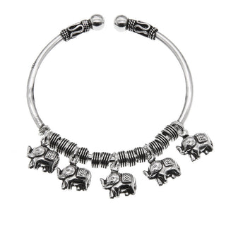 Buddha Gift 925 Sterling Silver Elephant Strength Bracelet Bangle
