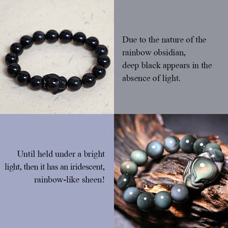 Buddha Gift Rainbow Obsidian Fox Healing Positive Bracelet