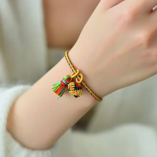 Buddha Gift Colorful Rope Luck Handmade Zongzi Golden Ball Charm Bracelet