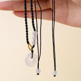 Buddha Gift Strawberry Quartz Chalcedony Peace Buckle Healing Necklace Pendant