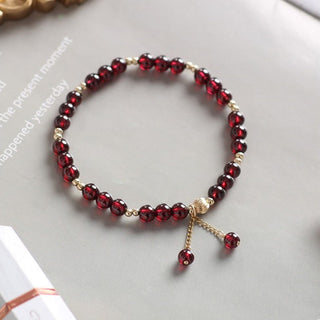 Buddha Gift 14K Gold Natural Garnet Calm Bracelet