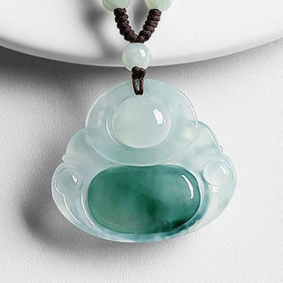 Buddha Gift Cyan Jade Luck Necklace Pendant