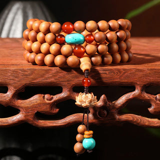 Buddha Gift Tibetan Sandalwood Lotus Enlightenment Charm Mala Bracelet