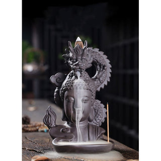 Buddha Gift Dragon Buddha Auspicious Clouds Purple Clay Healing Incense Burner Decoration