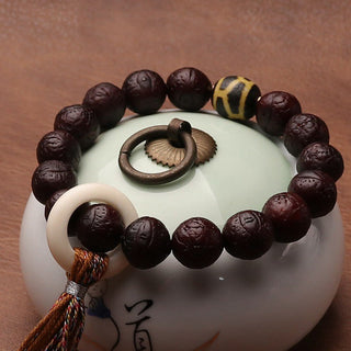 Buddha Gift Tibetan Bodhi Seed Agate Bead Luck Wealth Tassel Charm Wrist Mala