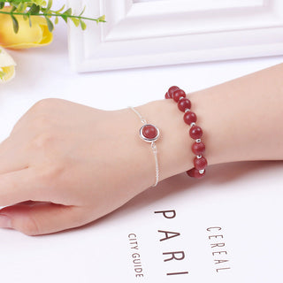 Buddha Gift Sun Stone Strawberry Quartz Crystal Positive Bracelet