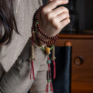 Buddha Gift Natural Tibet 108 Mala Beads Purple Bodhi Seed Hetian Cyan Jade Copper Dorje Peace Bracelet